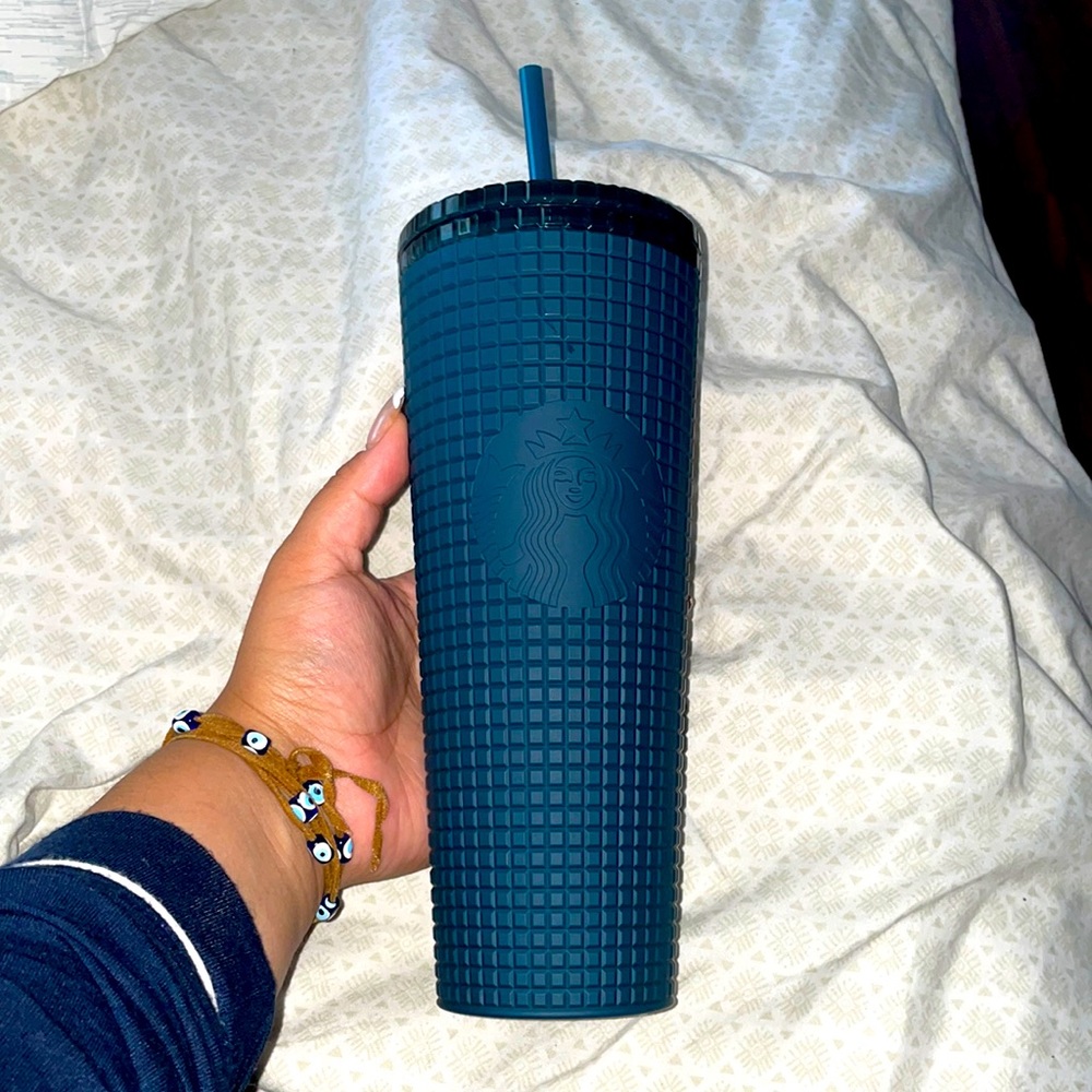 Starbucks Studded Jeweled Tumbler Cup Navy Blue Soft Matte Venti 24 oz. NWT.